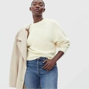 Everlane The Texture Cotton V-Neck Ribbed Knit Sweater Small S